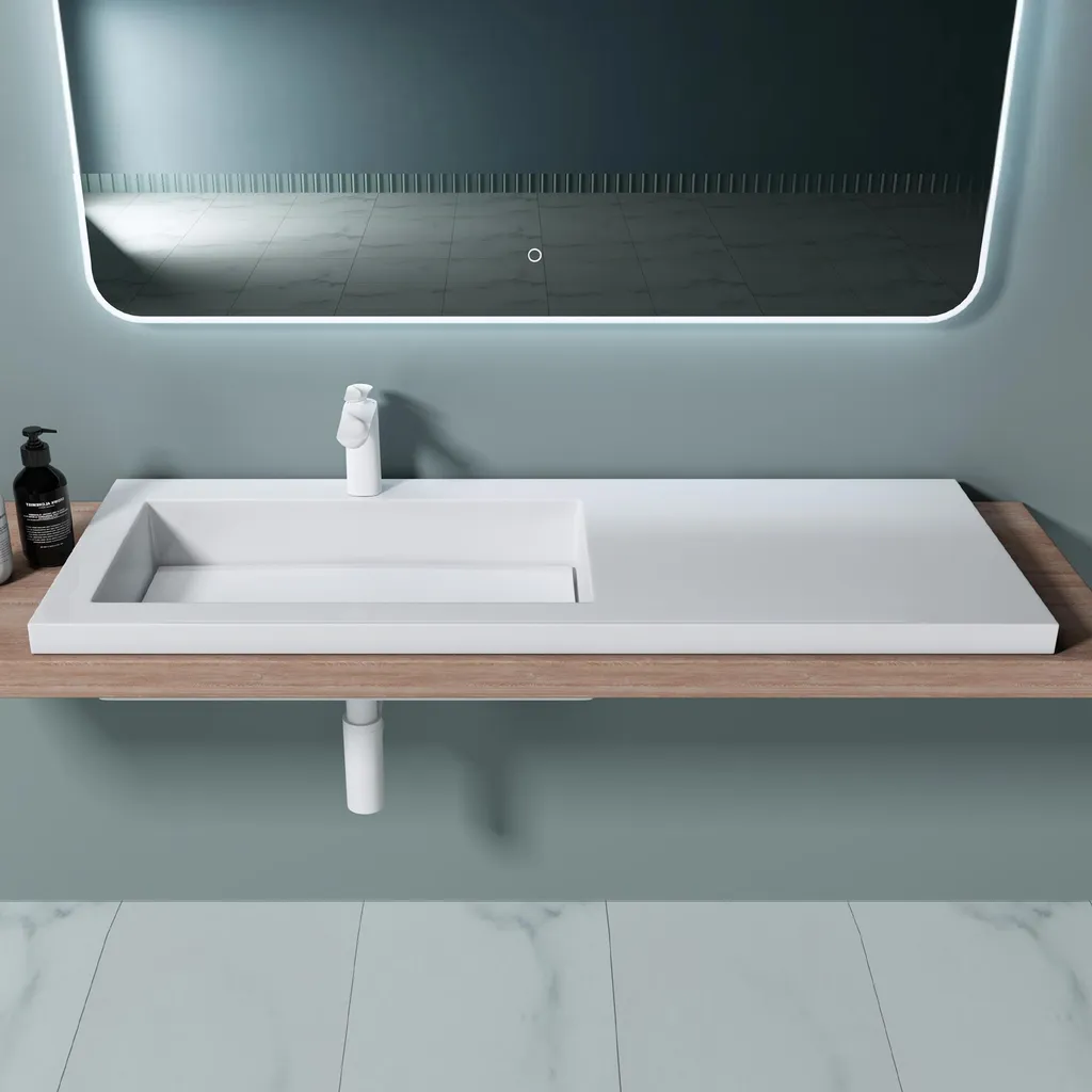 doporro Lavabo à Encastrer 120x46x14cm Colossum820 en Fonte Minérale