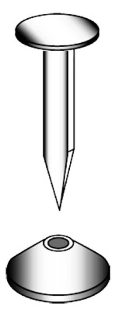 Bootsnagel inkl. Nietscheibe, Kupfer, 2x25mm