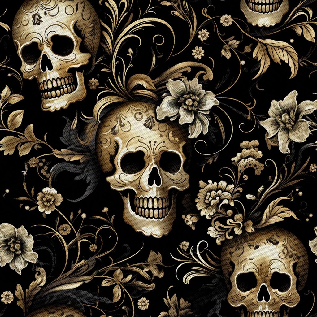 OUTDOOR DEKOSTOFFE OXFORD - Motiv der Schädel I DX4579