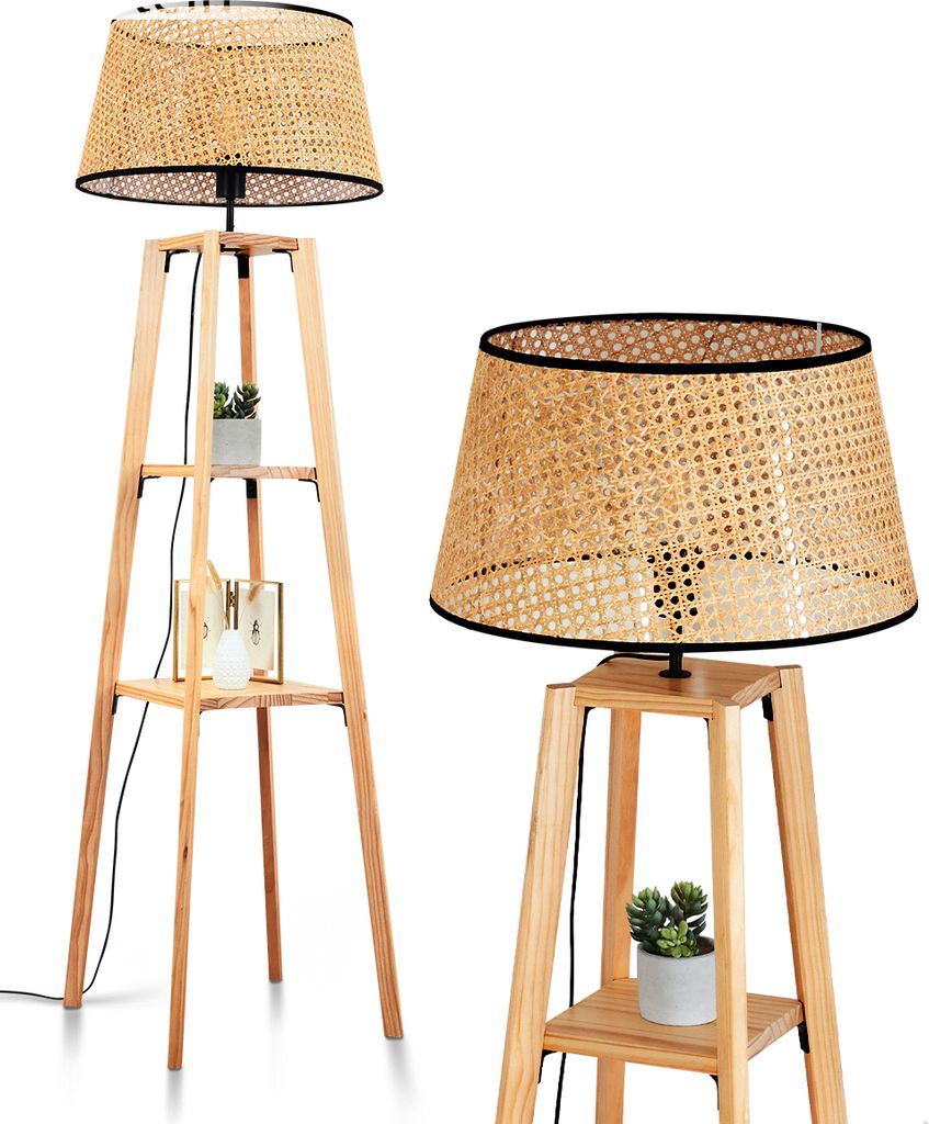 Casalina Stehlampe aus Holz/Rattan in Naturfarben