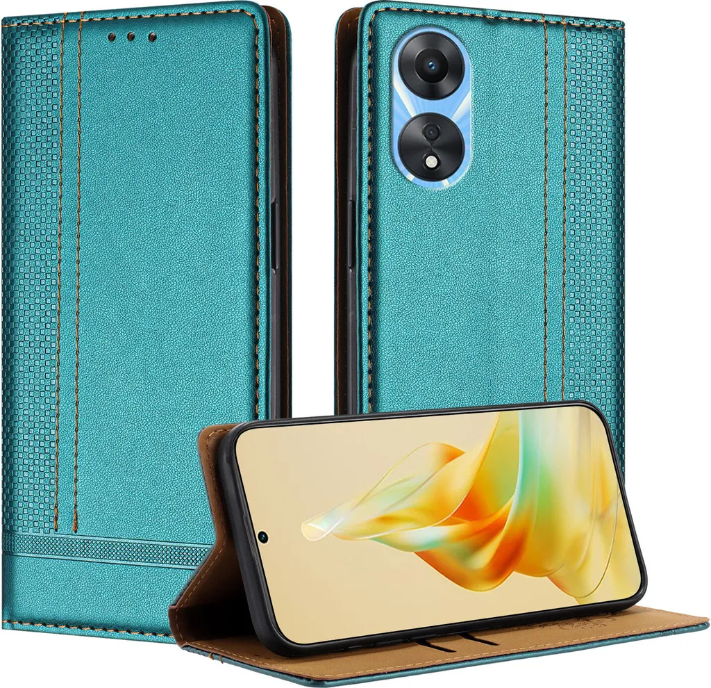 Custodia per telefono cellulare per OPPO A78 5G in pelle flip cover con funzione stand verde
