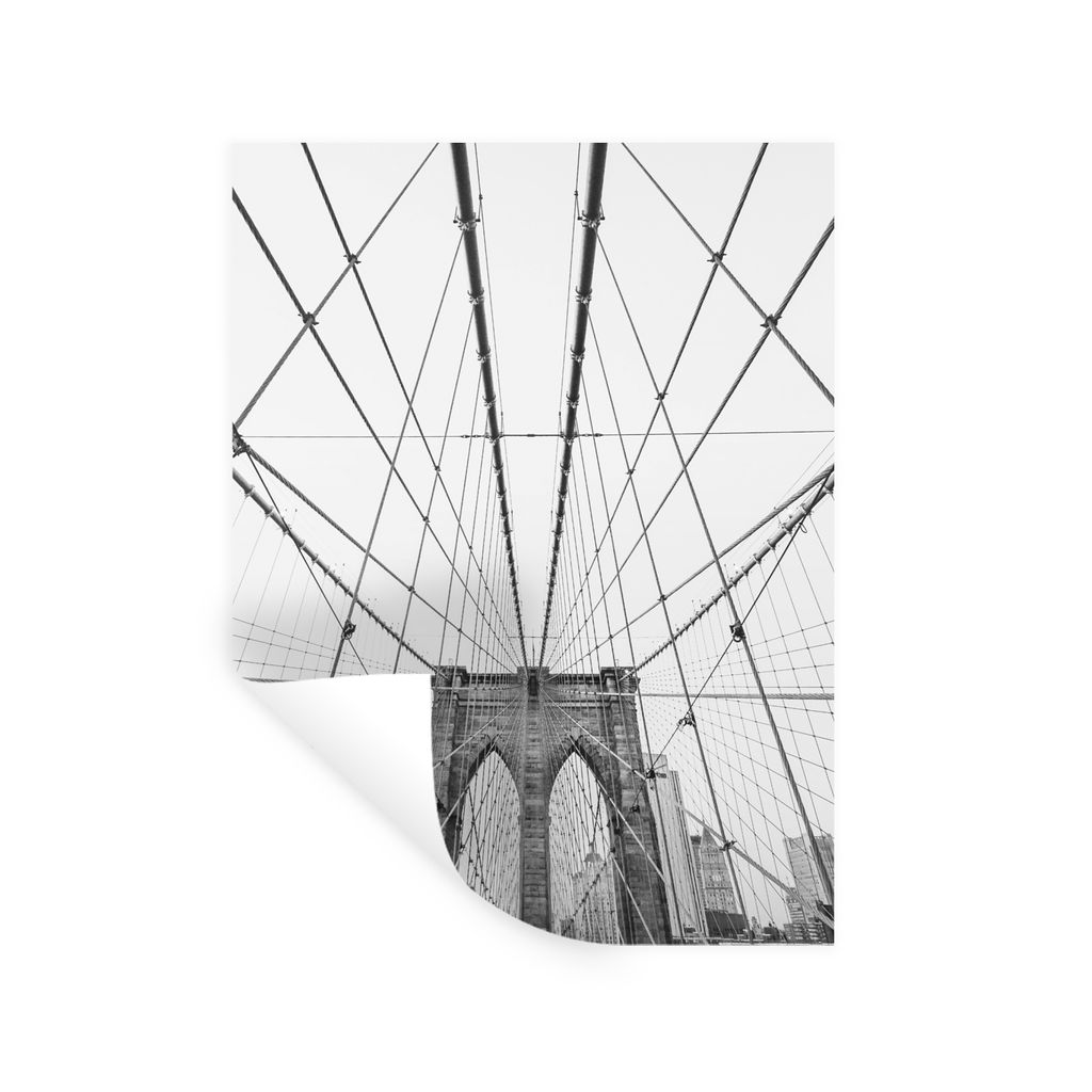 MuchoWow Wandtattoo Wandsticker Wandaufkleber Brooklyn Bridge - Brücke - Architektur - Gebäude 120x160 cm Selbstklebend und Repositionierbar - ...