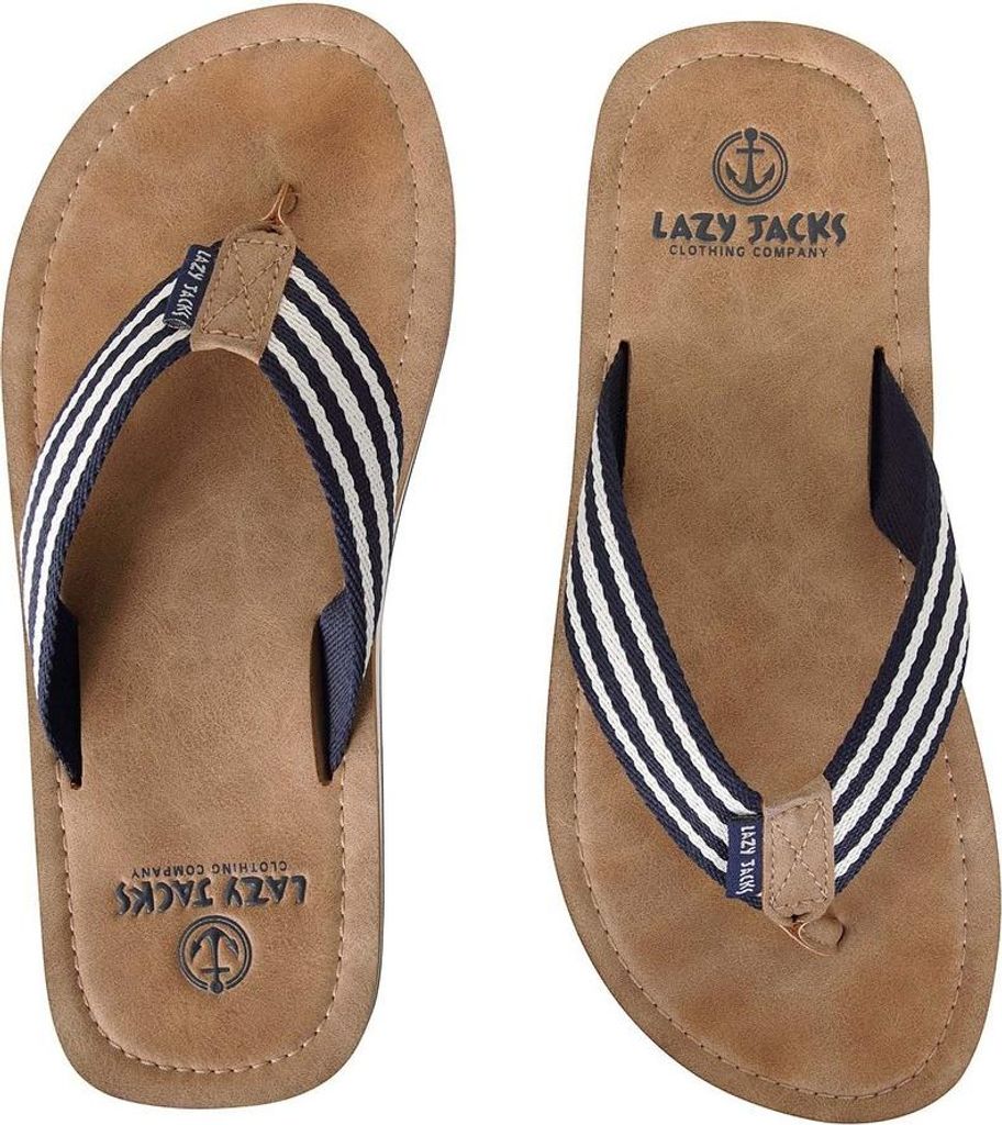 Lazy Jacks - Kontraststreifen Flipflops für Jungen LJ407 (36 EU) (Braun)