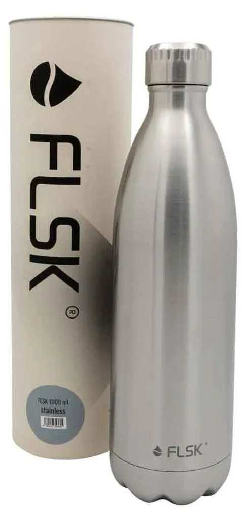 FLSK Borraccia – Thermos Premium in acciaio inox – 100% a tenuta stagna & gassata – mantiene freddo 24 h e caldo per 18 h – senza BPA (midnight, 1000 ml