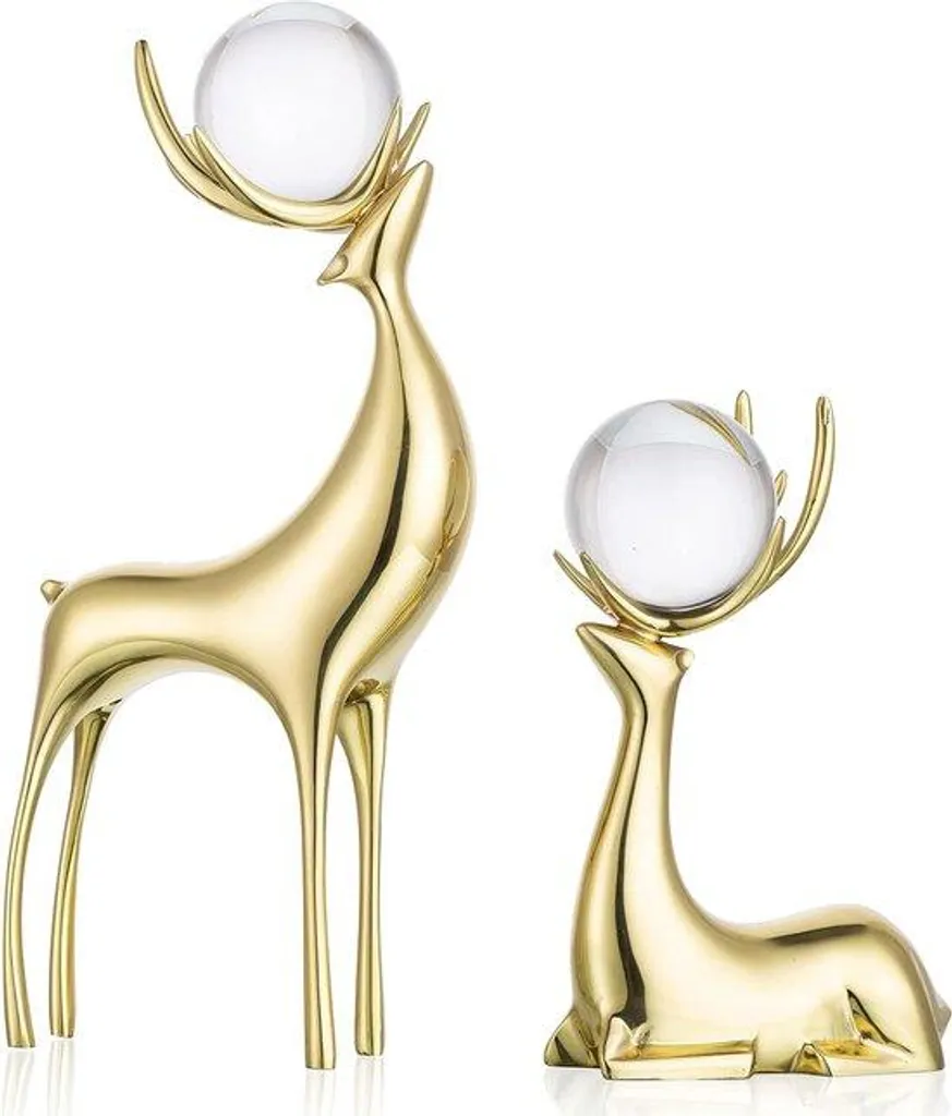 Ambiance de Noël : Figurines de Rennes Or pour Salon et Bureau Chic