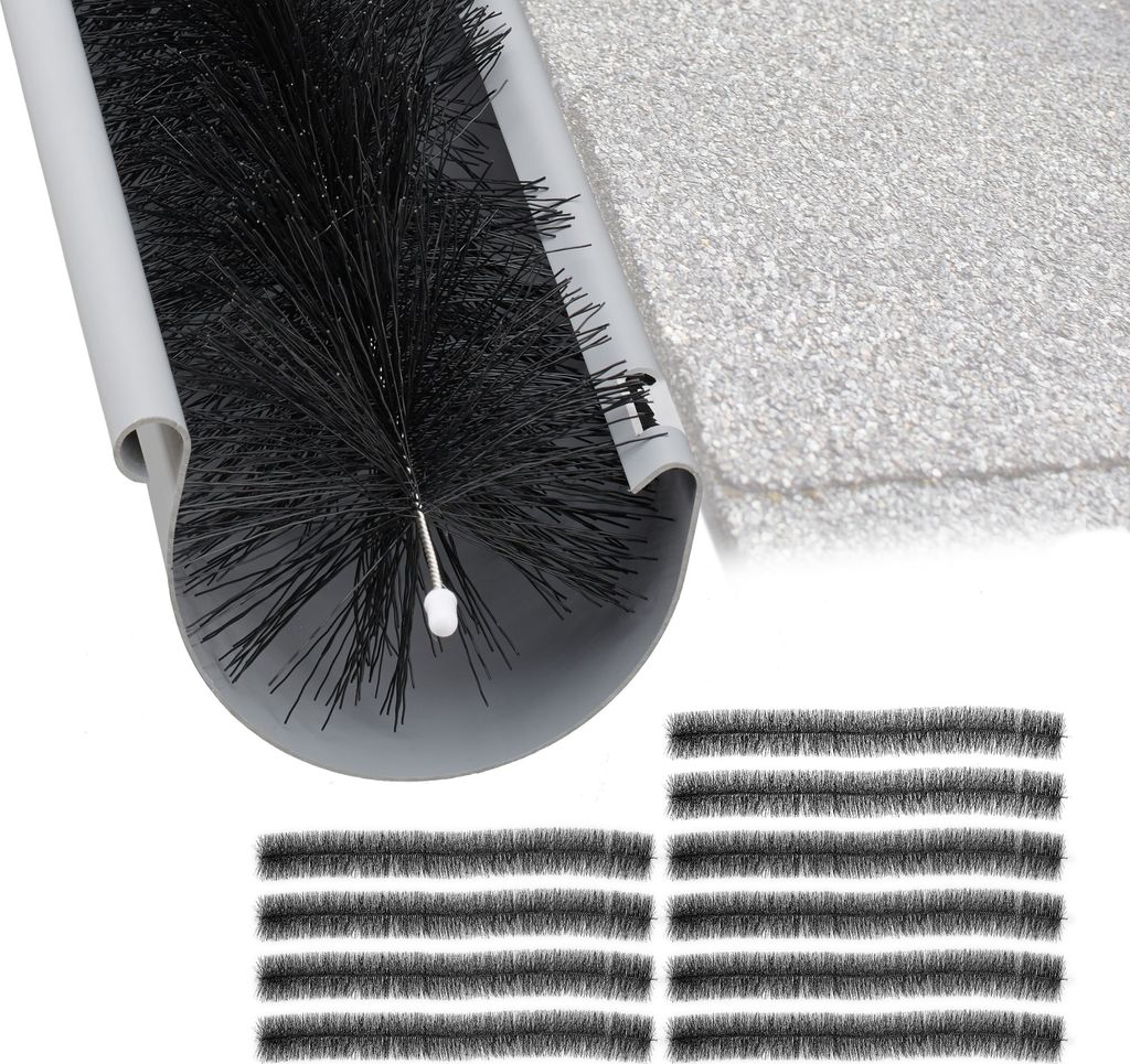 Dachrinnenplatte Set von 10 - jeweils 100 x 12 cm - Dachrinnenbürste - gegen Blätter - Vögel