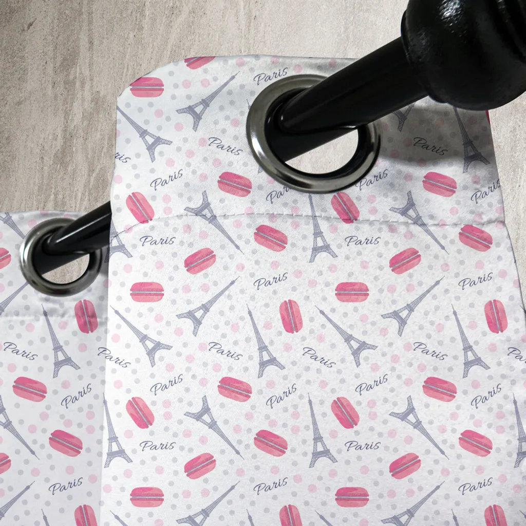 Rideau à œillets Eiffel ABAKUHAUS 280x245 cm Motif Macarons Rose - 3