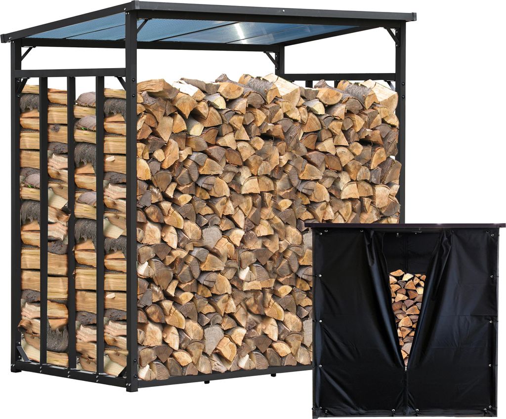 Metall Kaminholzregal Außen 185 x 100 x 185 cm Mit Produktbild 