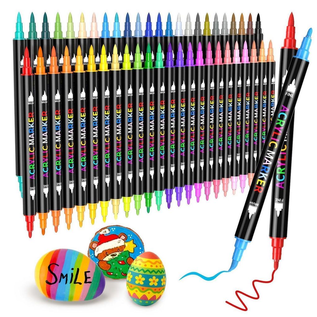 Set di pennarelli acrilici, 48 colori, punta doppia, Immagine del prodotto 