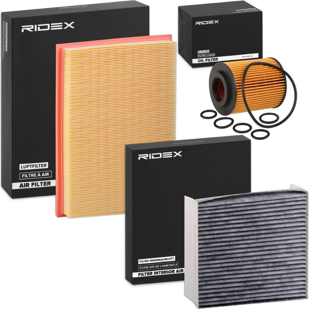 RIDEX Filterset Inspektionspaket Filtersatz für OPEL Meriva A (X03) passend für PEUGEOT 107 Schrägheck (PM, PN) für VAUXHALL Meriva Mk I (A) (X03)