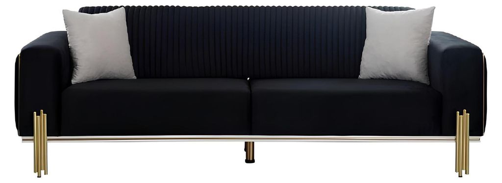 Dreisitzer Couch Möbel Samt Designer Gold Metall Gepolsterte Moderne Couchen Neu