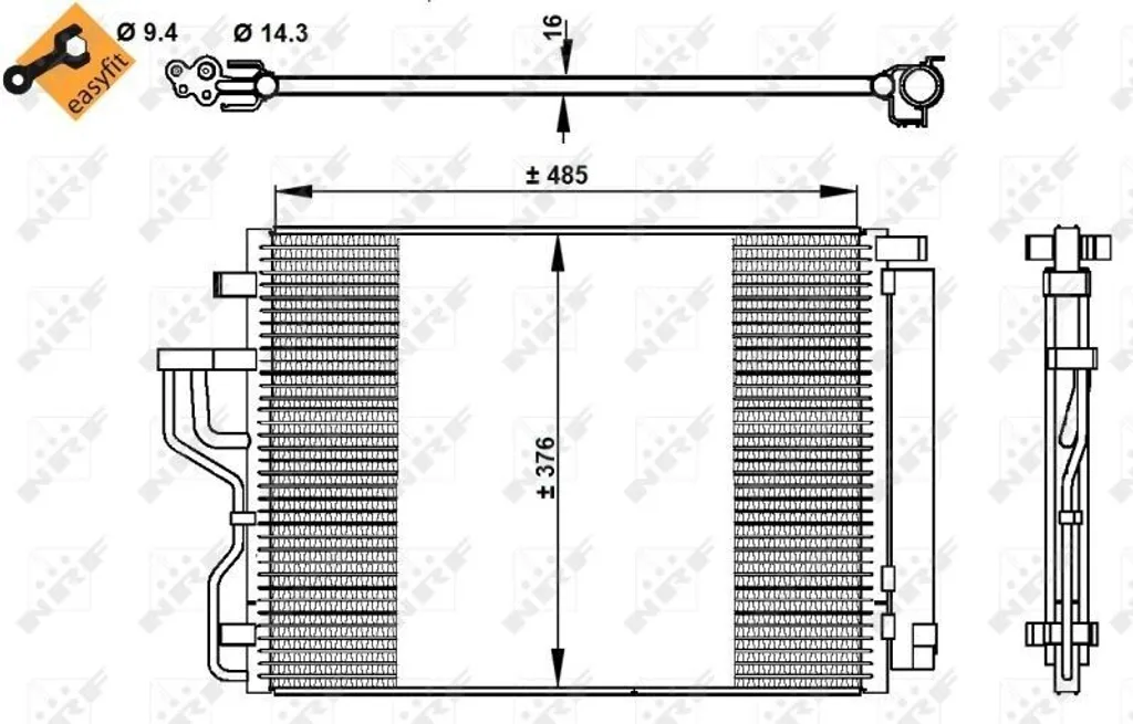 Condenseur de Clim avec Bouteille Séchante pour Hyundai iX35 - NRF 350334