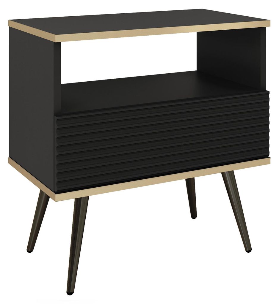 MOBAE AURA S54 Nachttisch 54 cm Schwarz Nachtschrank mit Schublade Beistelltisch Schlafzimmer modern mit Stauraum