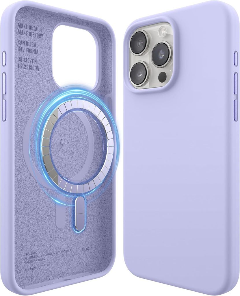 Elago MagSafe Silikonhülle für iPhone 15 Pro Max lila