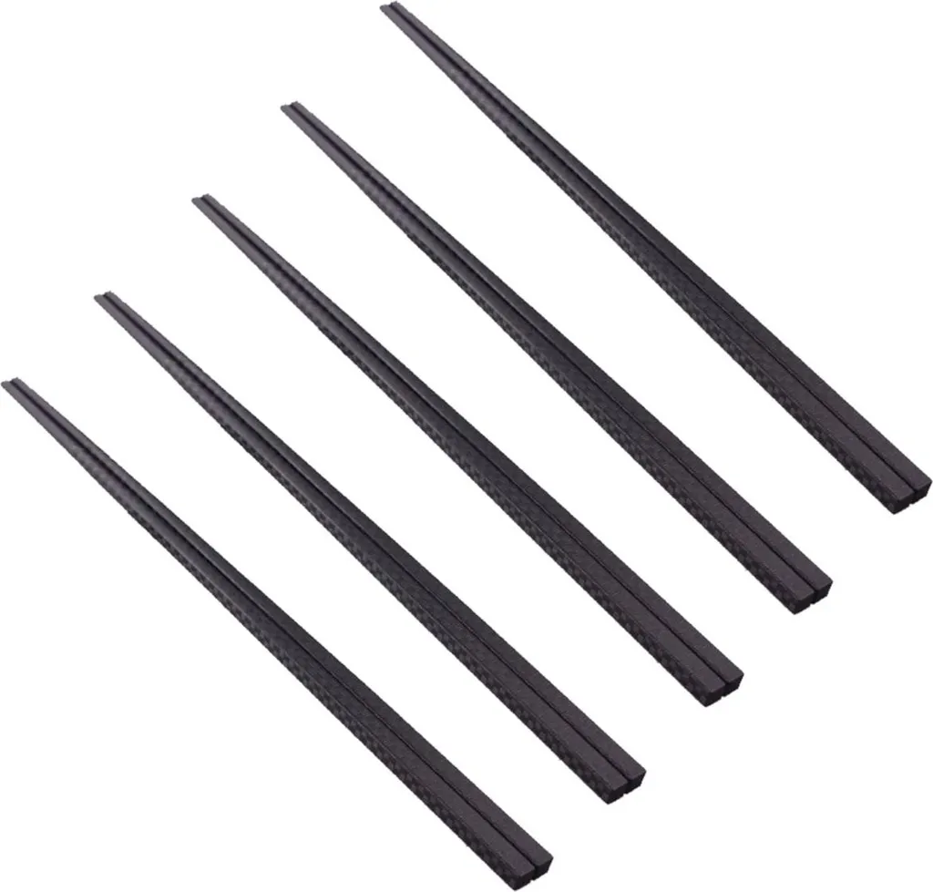 Bacchette per sushi quadrate nere in plastica riutilizzabile, 5 paia