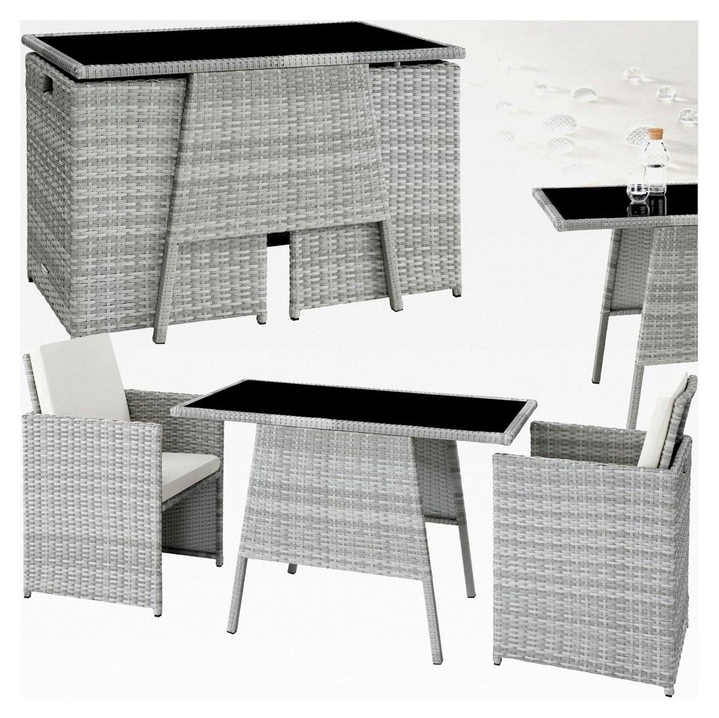 Poly Rattan Sitzgruppe für 2 Personen, platzsparende Outdoor Möbel, 2 Sessel & 1 Tisch, ideales Lounge Set für Balkon, Garten und Terrasse, wett...