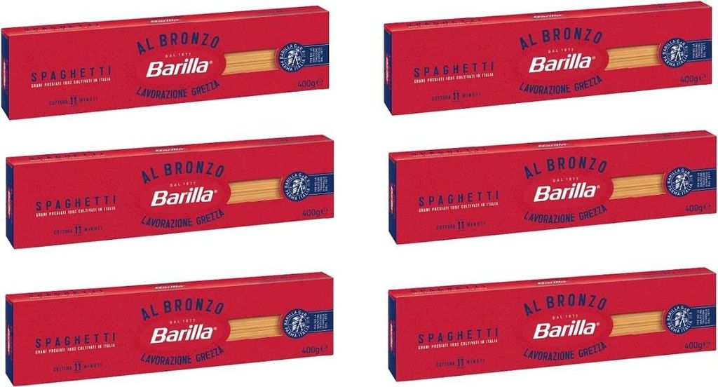 6x Barilla Spaghetti al Bronzo Bronze Gezogene Pasta 400g Rohe Verarbeitungsmethode
