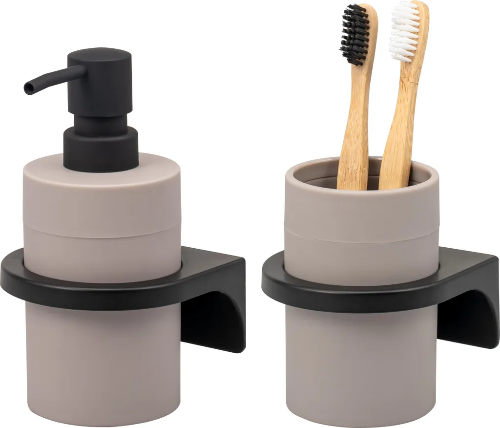 Set Bagno SAVONA bremermann 2 Pezzi Soft-Touch Tortora | Offerta Shop