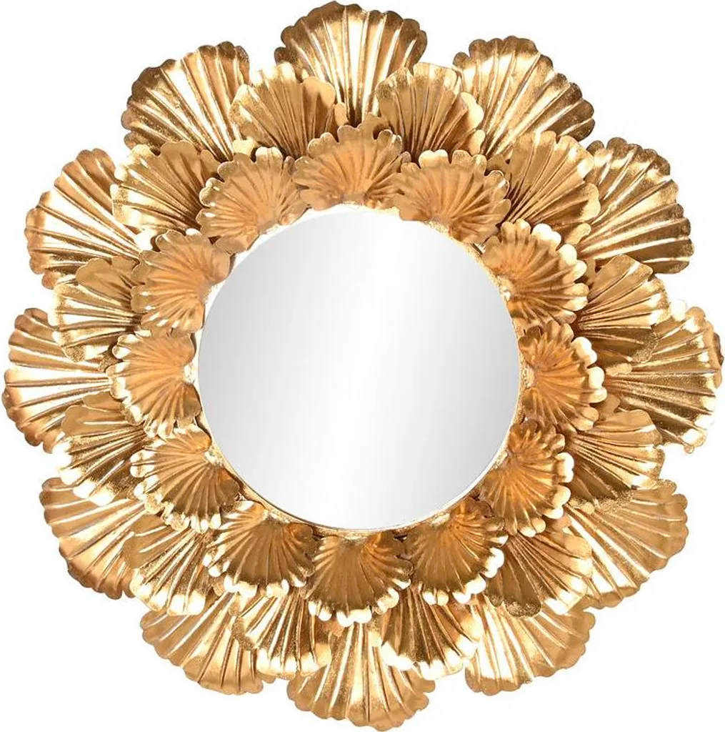 Miroir Mural Home ESPRIT Or Design Feuille de Plante 76,5 x 8 x 76,5 cm