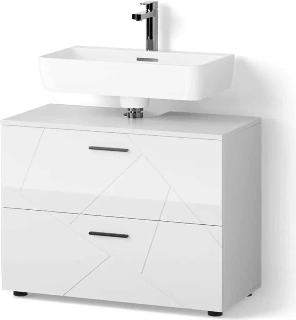 Mobile Bagno Sottolavabo Bianco Lucido Livinity Ronco 80 cm Moderno - 1