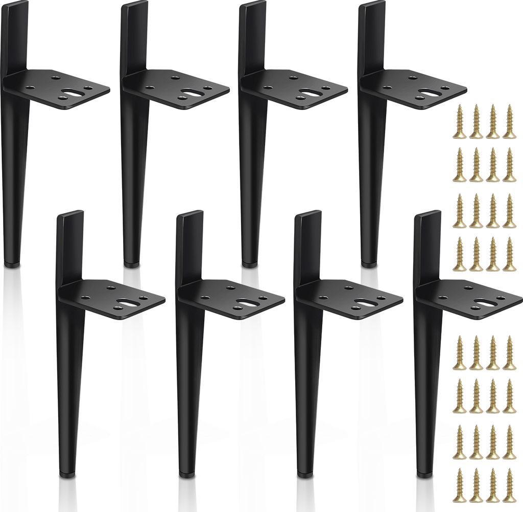 TolleTour 8er Set Möbelfüße Tischbeine Sockelfuß Tischfuß Möbel Metall Schwarz,Höhe:130 mm