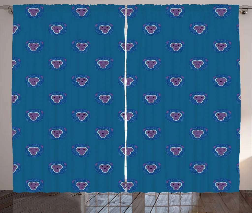 Rideau à Fronces pour Chambre Motif Gorilles en Tissu Violet 280 cm
