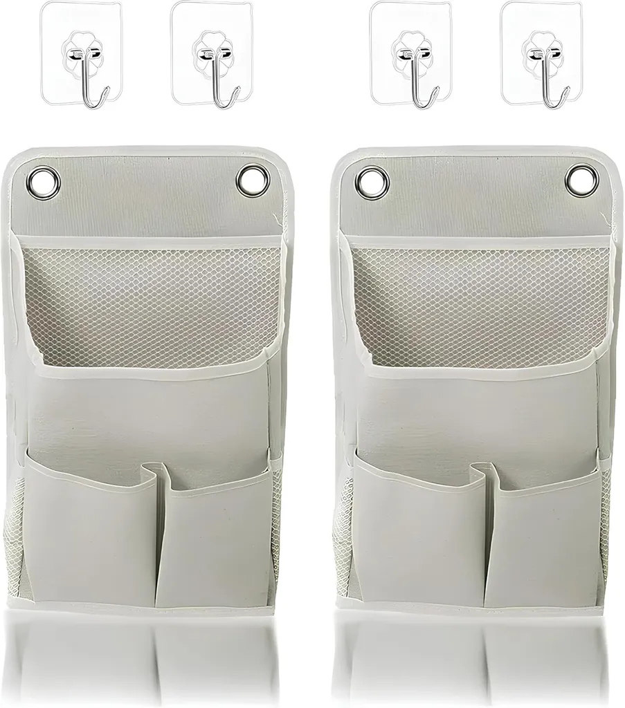 Rangement suspendu 5 compartiments imperméable et pliable en coton-lin