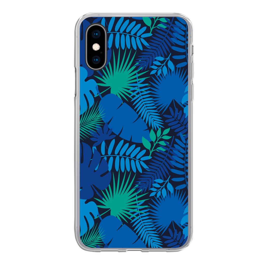 MuchoWow Handyhülle Schutzhülle Hülle für iPhone X Tropisch - Design - Blätter Silikon Softcase Handy Hülle - Handyhülle