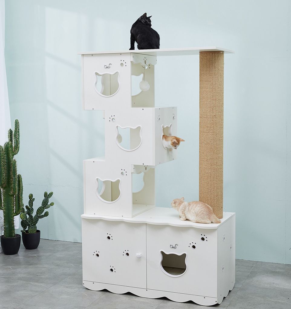 CatS Design 2 in1 Kratzbaum-Katzenklo xxl große Katzen stabil Katzentoilette D2