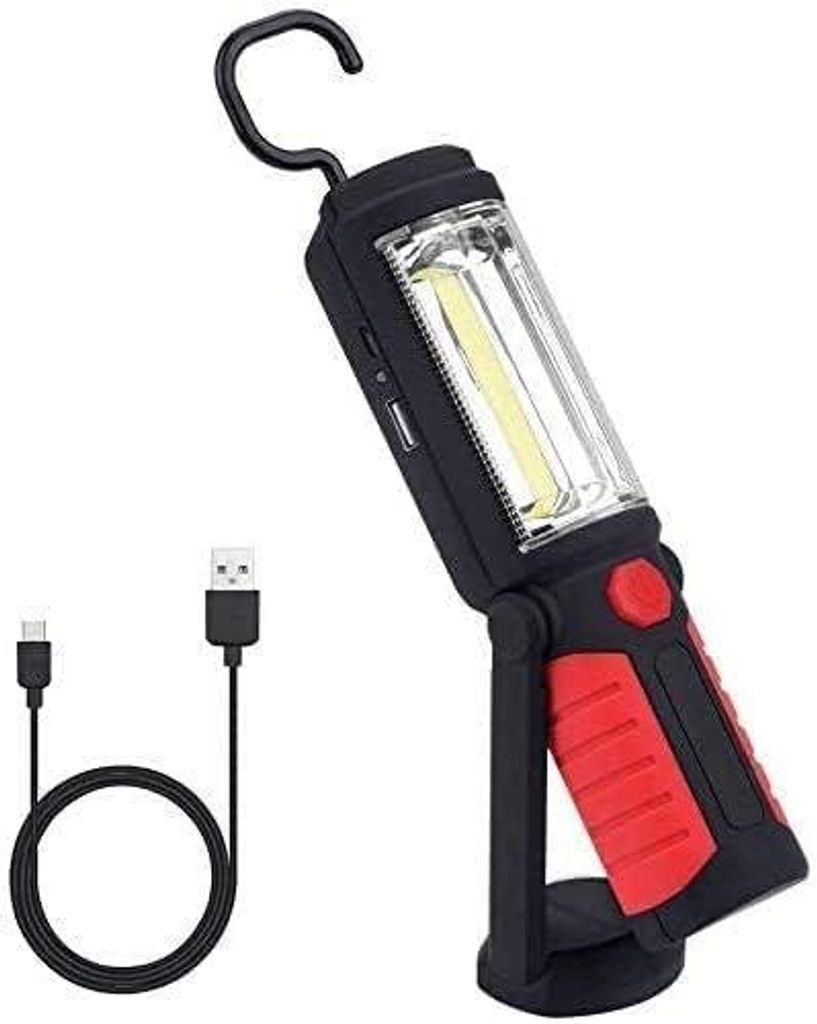 3-Watt-LED-Taschenlampe mit Freisprechfunktion, 2-in-1-COB-Technologie, 2 Modi, für Camping/Garage (Rot)