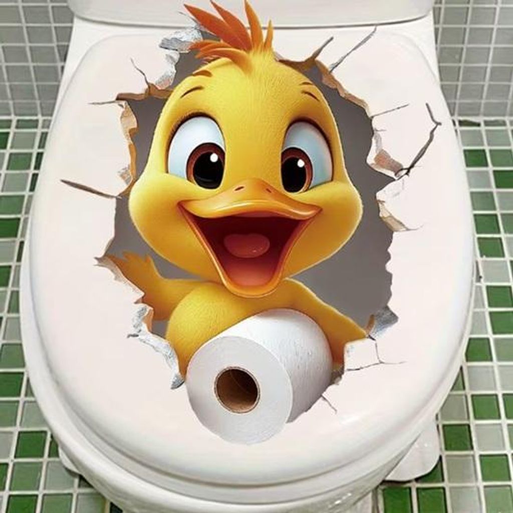 GKA WC Deckel Aufkleber süße Ente mit Toilettenpapierrolle Produktbild 