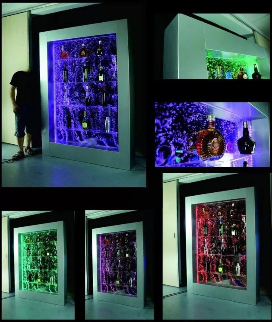 Moderne trennwand regal Wasserwand Säule Wassersäulen Led Regale Edelstahl Bar