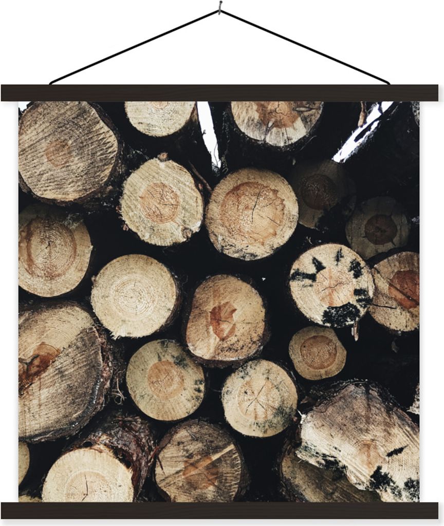 MuchoWow Textilposter Winter - Holz - Kamin 40x40 cm mit schwarzem Rahmen - Fotos