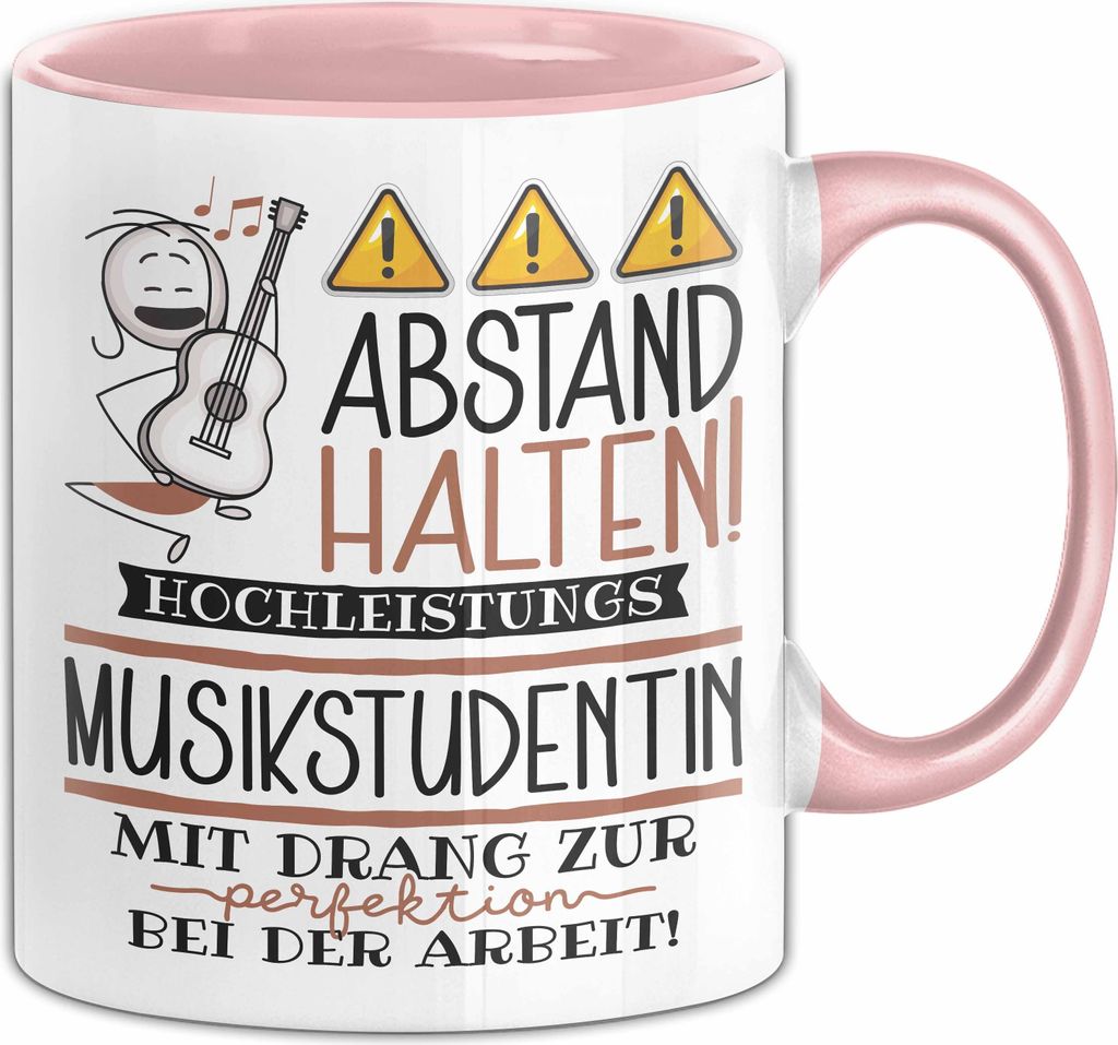 Musikstudentin Tasse Geschenk Lustig Abstand Halten Hochleistungs-Musikstudentin Mit Drang Zur Perfektion Bei Der Arbeit (Rosa)