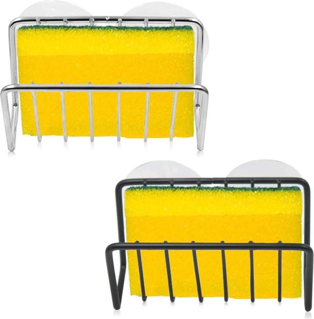 Sponshouder für die Spüle - Edelstahl Sponshalter - Spülenkorb mit Saugnäpfen - 2 Stück Sponshalter Spüle magnetisch