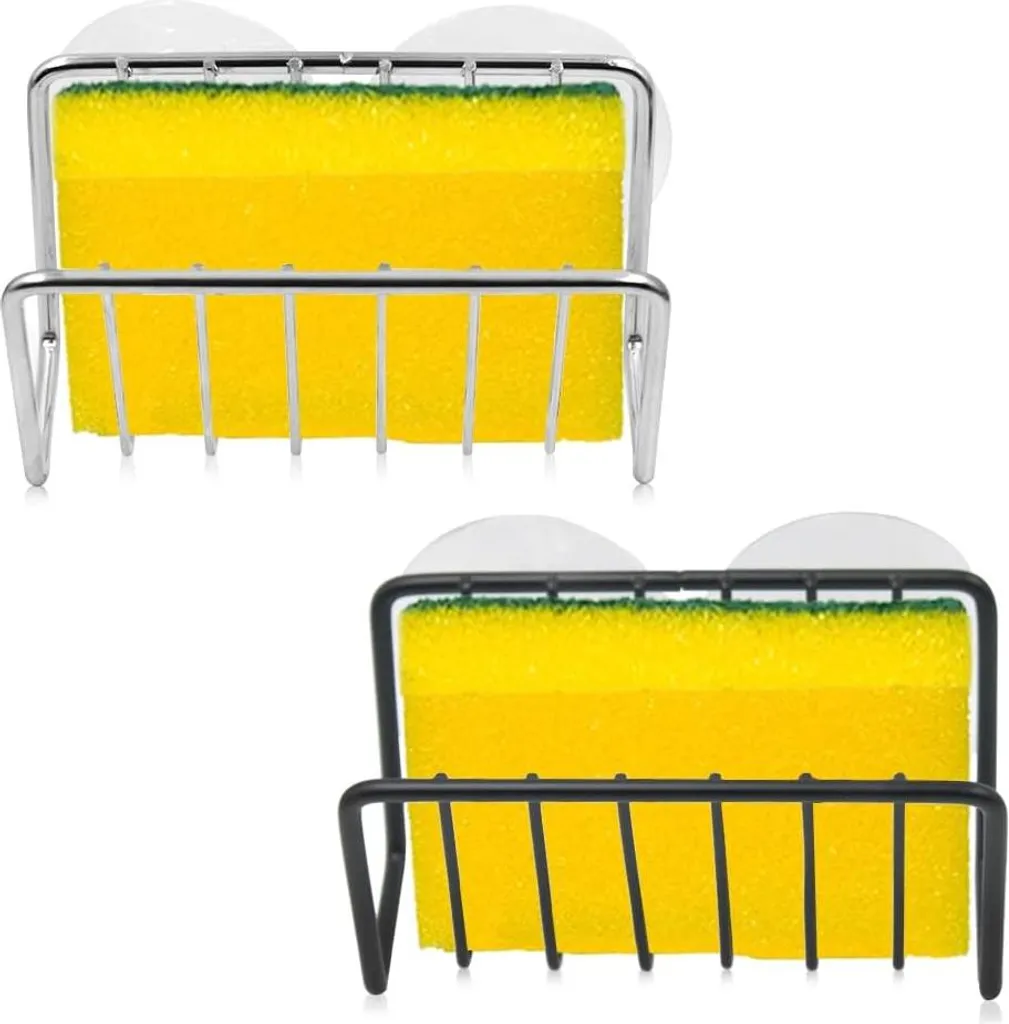 Support Éponge Évier Magnétique Inoxydable avec Ventouses - Lot de 2 PCS