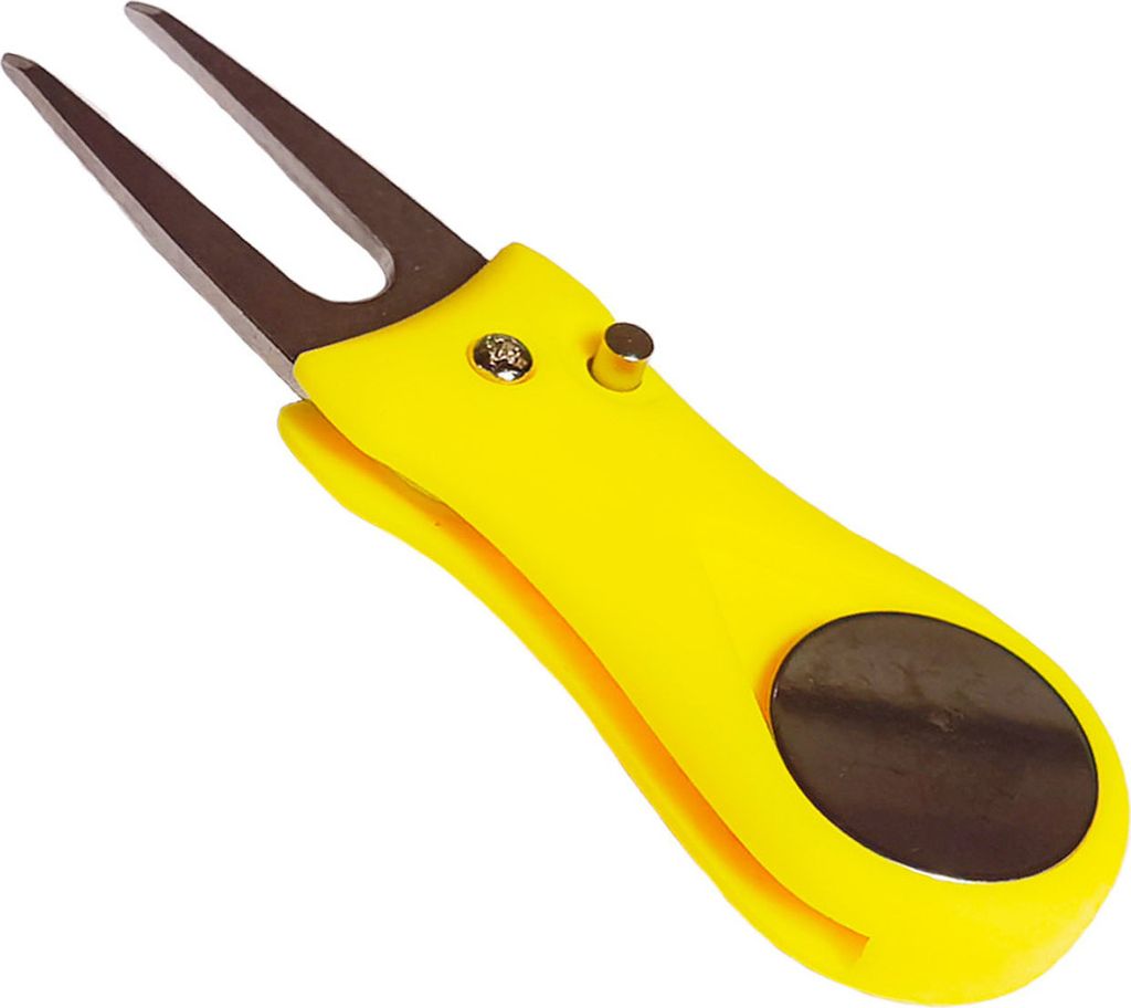 Golf Divot Tool, Faltbares Divot-Reparaturwerkzeug mit magnetischer, robuster Pop-up-Golfballmarker-Pitchforke aus Edelstahl für Golfer