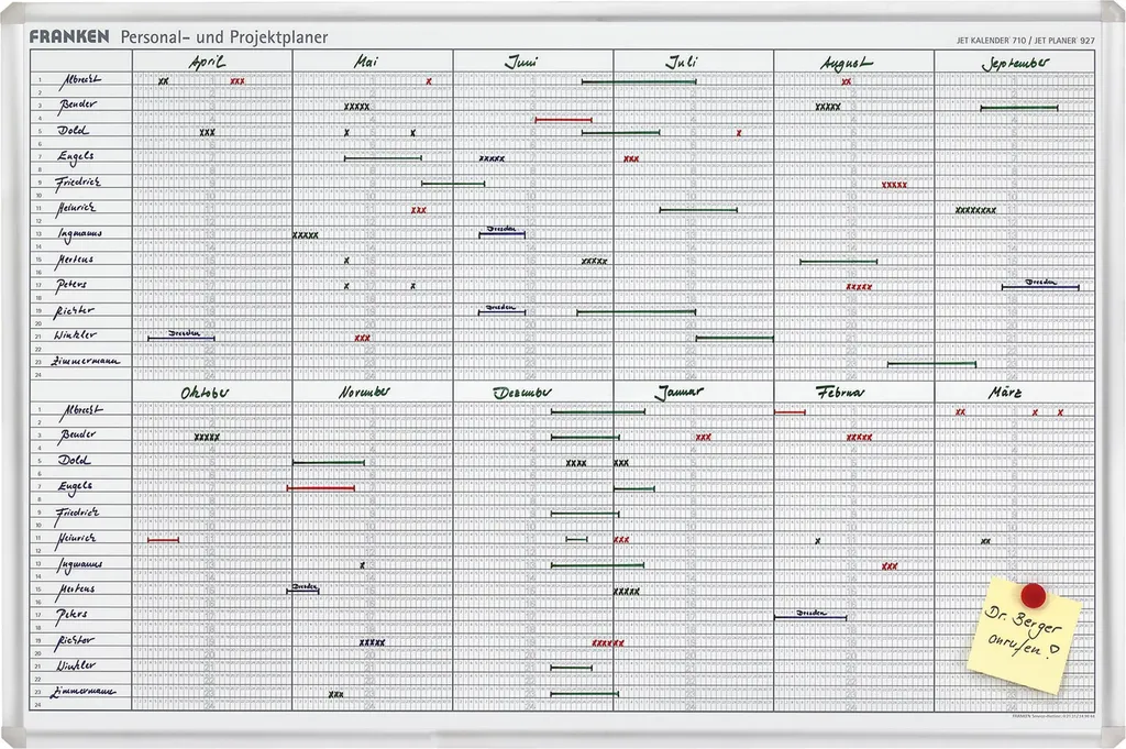 Calendrier permanent FRANKEN JetKalender 24 positions en acier laqué