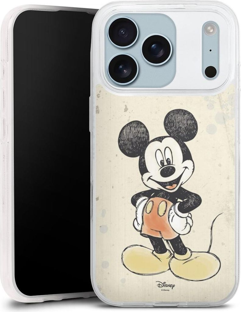 DeinDesign Slim Hülle für Apple iPhone 17 Pro Silikon Case Ultra Dünn Handyhülle Mickey & Minnie Mouse Offizielles Lizenzprodukt Wasserfarbe