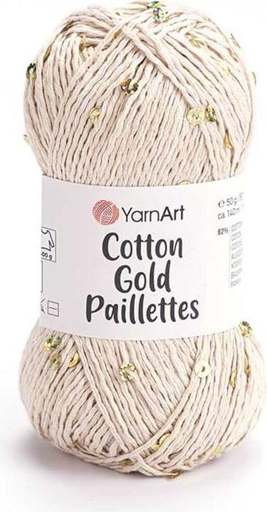 Yarnart Baumwolle Gold Paillettes Wolle mit Effektgarn, Produktbild 