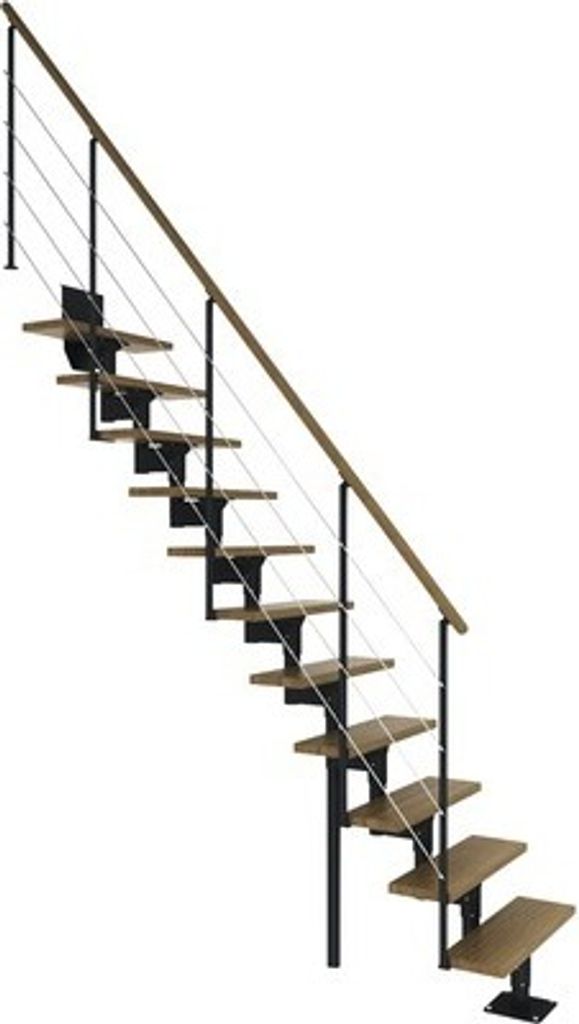 Pertura Mittelholmtreppe Hera Eiche Anthrazit Gerade 65 cm 11 Stufen / 12 Steigungen Relinggeländer Anthrazit Eiche