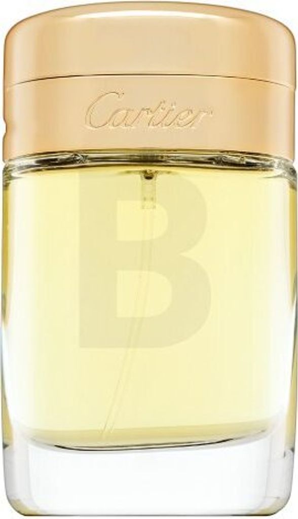 A close-up studio shot of a bottle of Cartier Baiser Vole Parfum Spray.