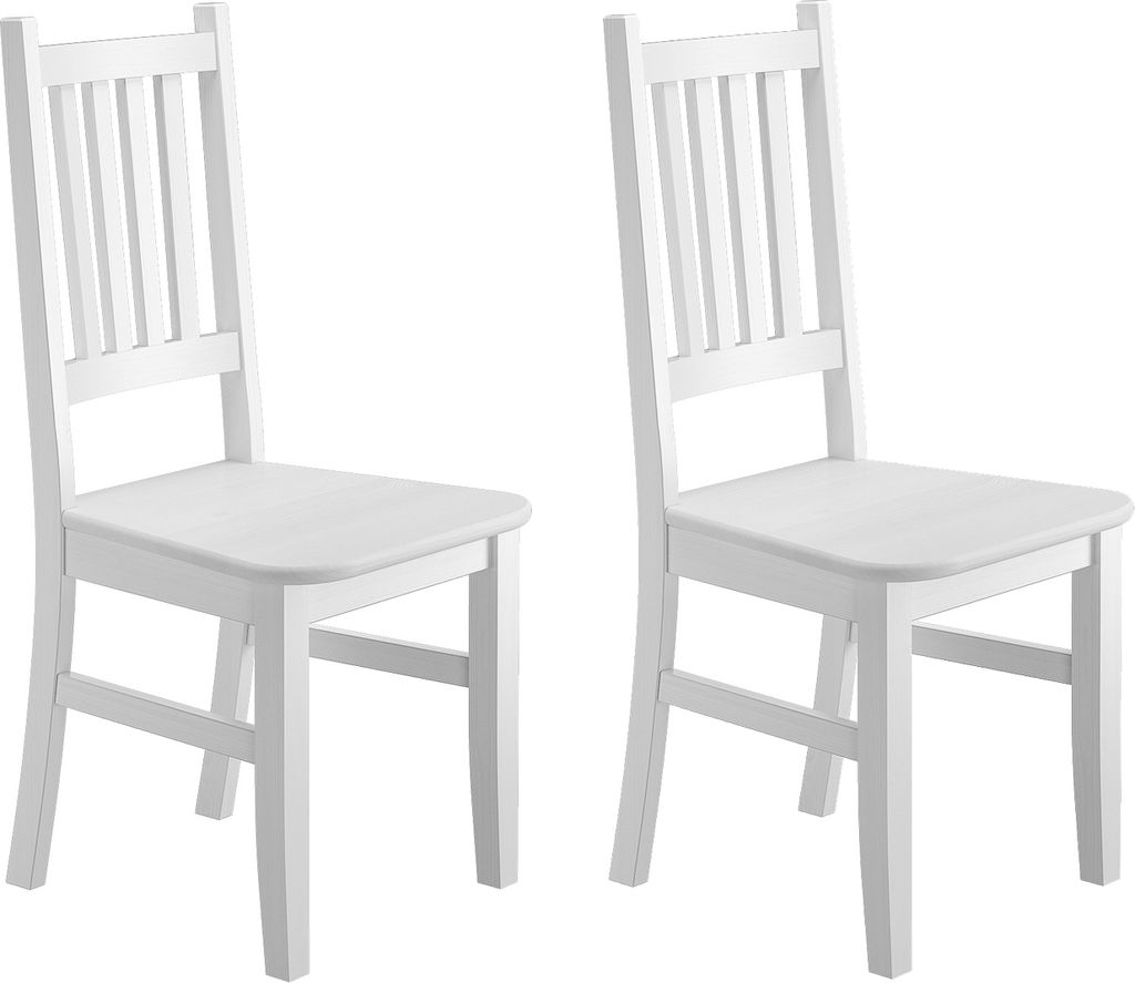 Weißer Küchenstuhl Massivholzstuhl Esszimmerstuhl Stuhl Eris Kiefer 90.71-01-DW Set