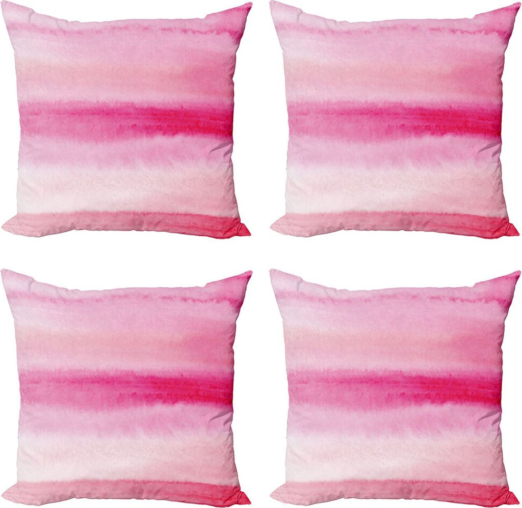 ABAKUHAUS Pfirsich Kissenbezug Set (4 Stück), Pinselstriche, Moderner Doppelseitiger Digitaldruck, 45 cm x 45 cm, Rosa-Pink