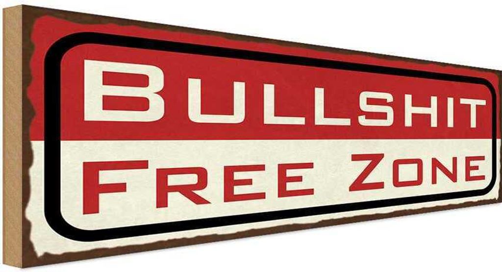 vianmo Holzschild 10x27 cm Bullshit Free Zone freie Dekoration