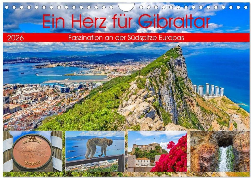 Ein Herz für Gibraltar (Wandkalender 2026 DIN A4 quer), CALVENDO Monatskalender