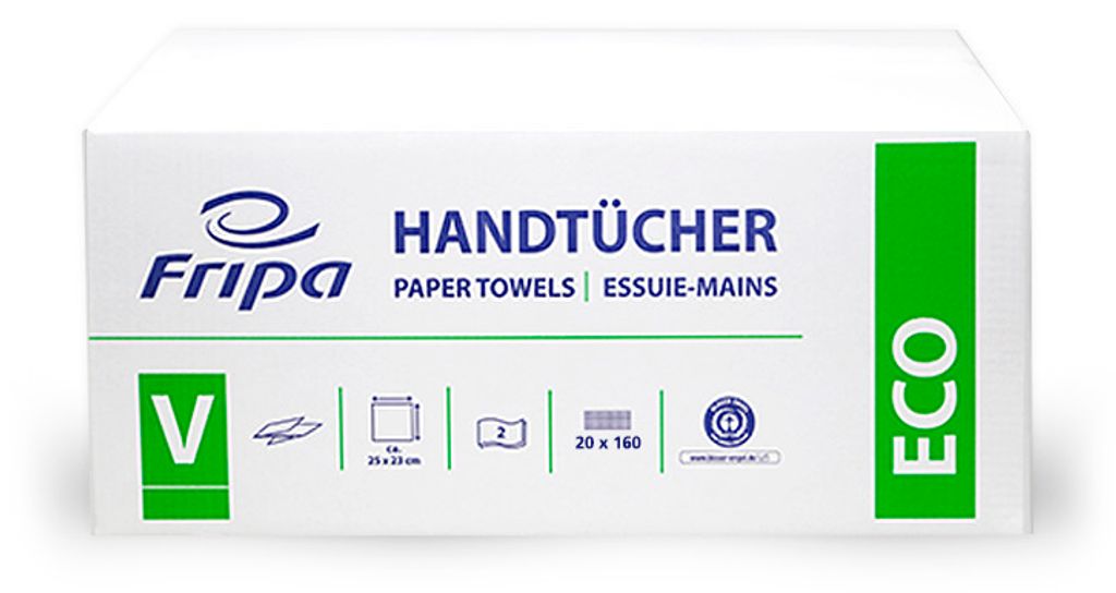 Fripa 4012104 Falthandtuch ECO V-Falz, 2-lagig, weiß, 20 x Image du produit 