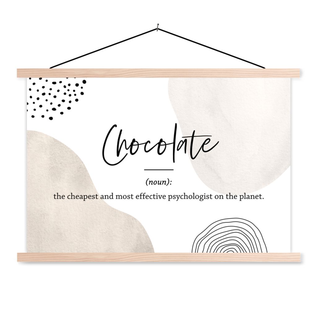 MuchoWow Textilposter Sprichwörter - Schokolade - Zitate - Wörterbuch - Definition Schokolade 60x40 cm mit holzfarbenen Rahmen - Bilder