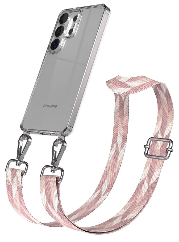 EAZY CASE Handykette - Verstellbarer Trageriemen kompatibel mit Samsung Galaxy S26 Ultra, Handykordel mit transparenter Silikon-Hülle, Karabiner S...