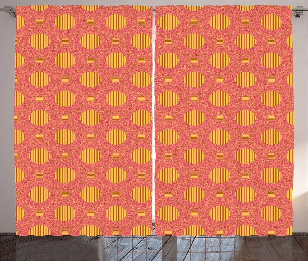Tenda Camera Letto ABAKUHAUS 280x175 Etnica Giallo Rosa Alta Qualità